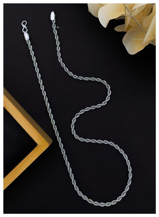 Fashion Frill Trendy Silver Plated Alloy Silver Chain For Men Boys Stylish Chain