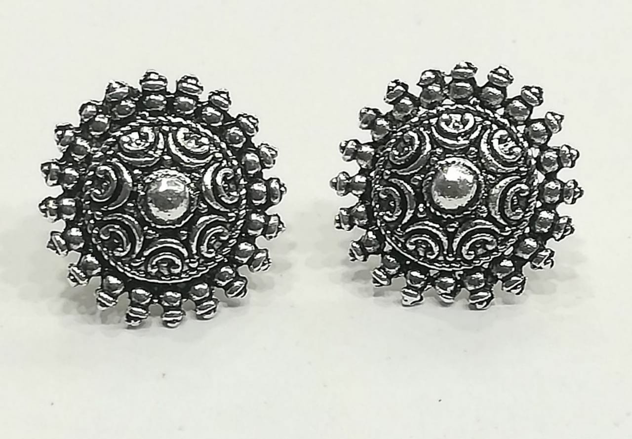 Silver Style Stud Earrings Tops for Women and Girls