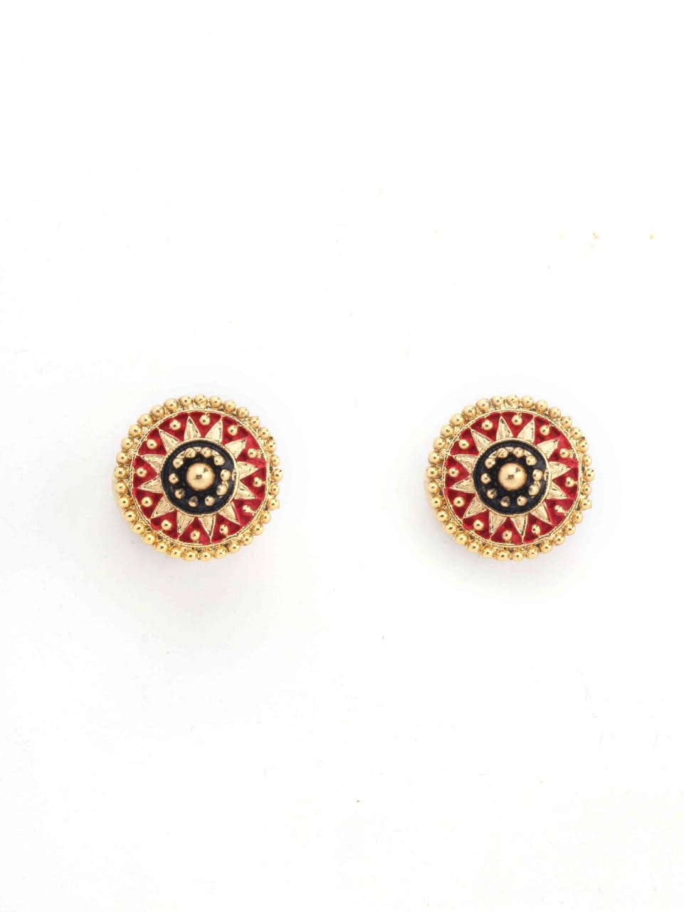 Copper Gold Plated Ruby Earrings For Women & Girls