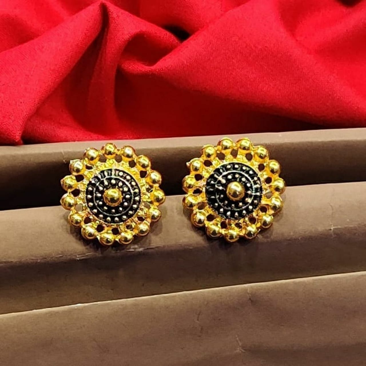 Latest Copper Gold Plated Ruby Earrings For Women & Girls