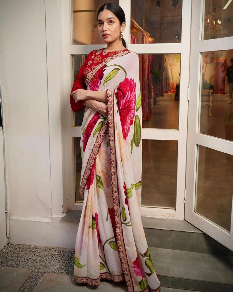 GEORGETTE DIGITAL PRINT  WORK  SAREE