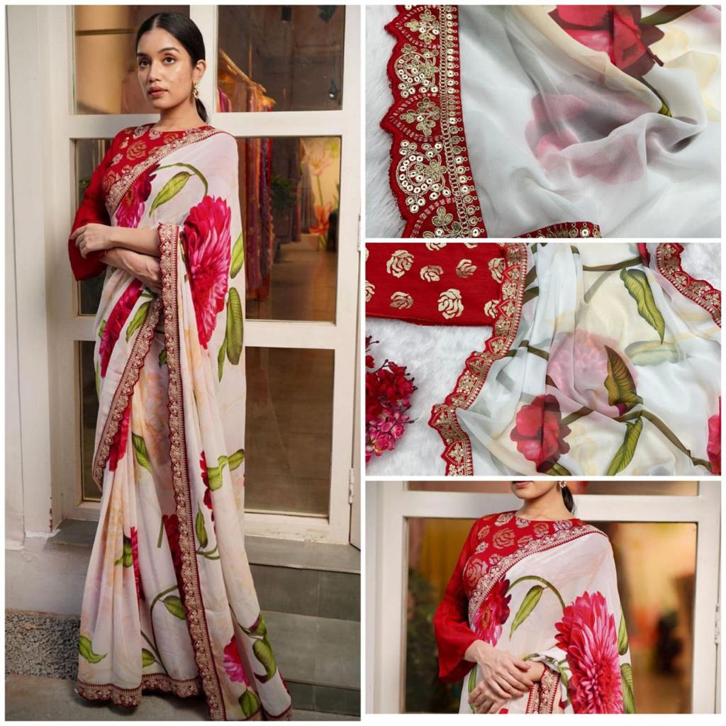 GEORGETTE DIGITAL PRINT  WORK  SAREE