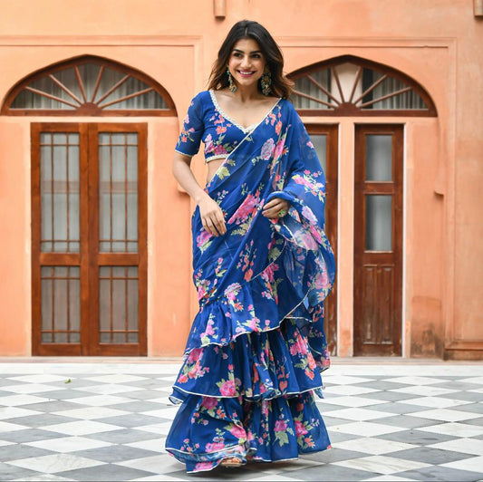 New Designer Party Wear Lkahenga Saree With Stich Blouse