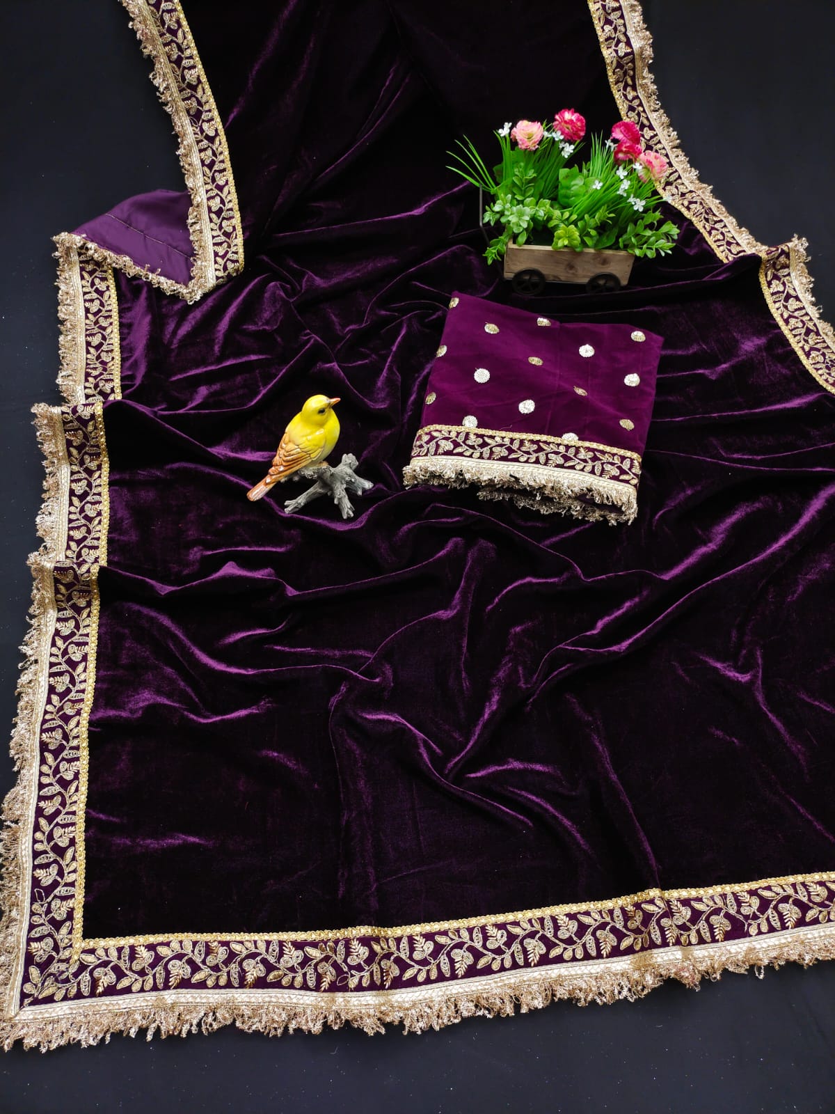 Presenting beautiful velvet saree