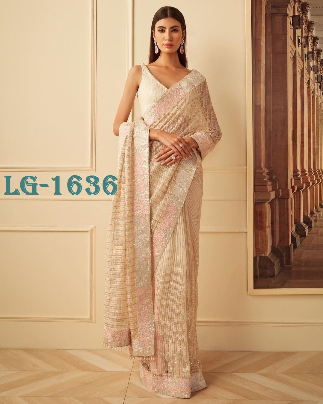 Georgette Double Most Demanded Sequance Embroidered Saree