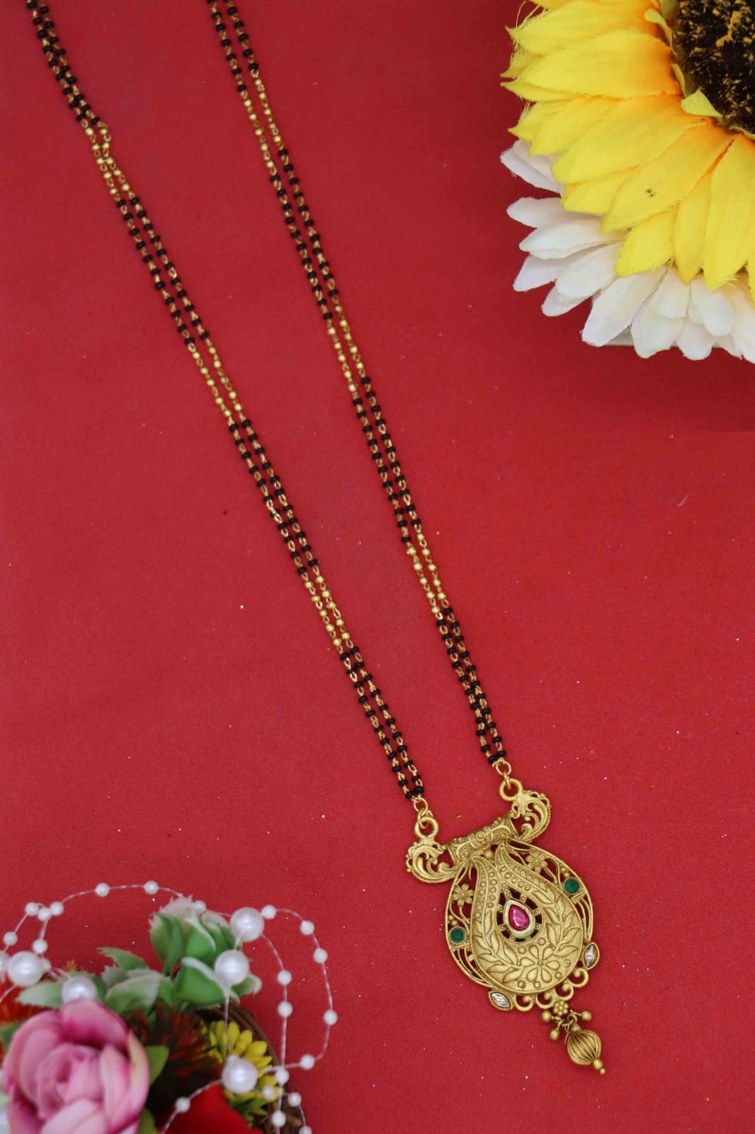 New Studded Swan Pendant  Mangalsutra