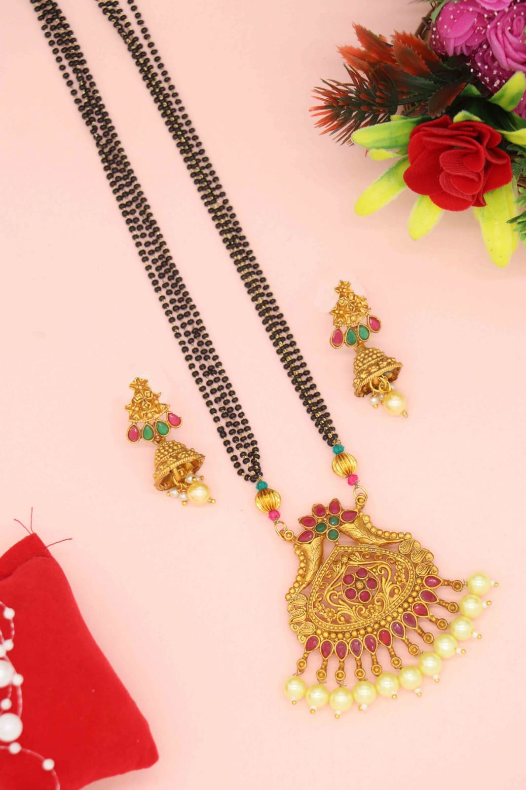 New Studded Swan Pendant  Mangalsutra