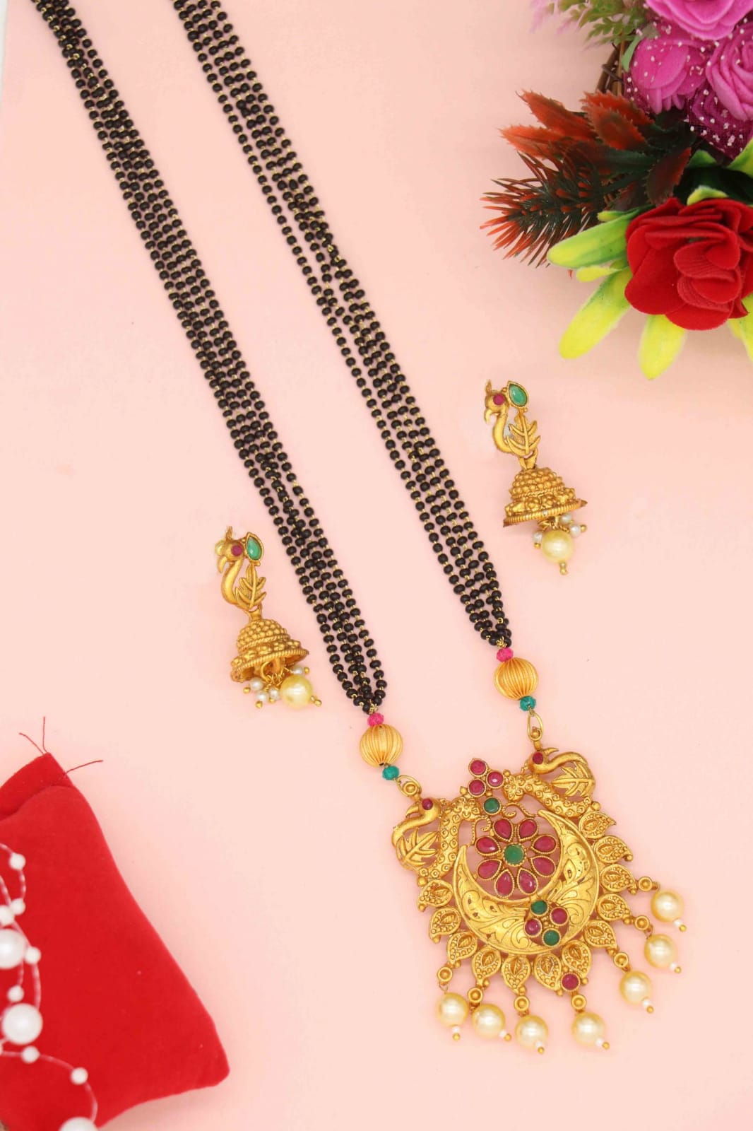 New Studded Swan Pendant  Mangalsutra