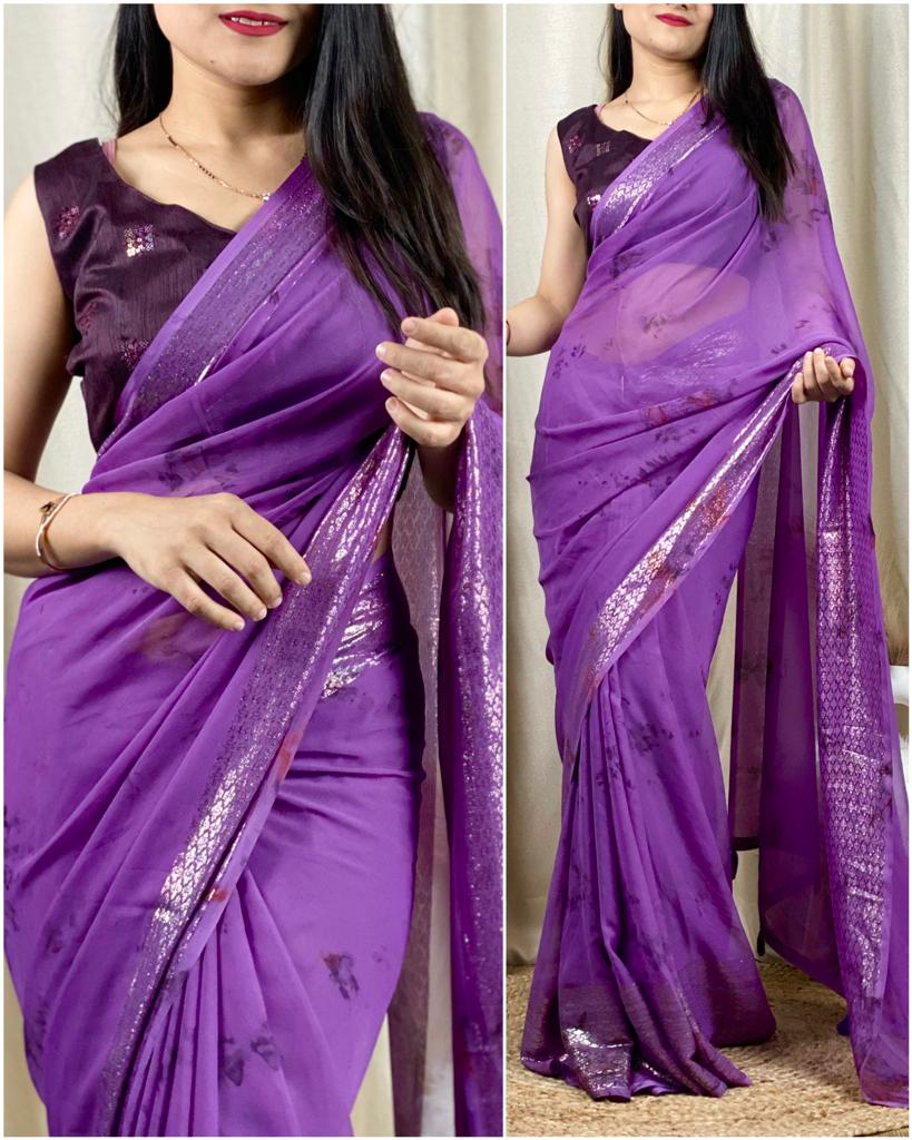 Stylish Georgette zari jacquard saree