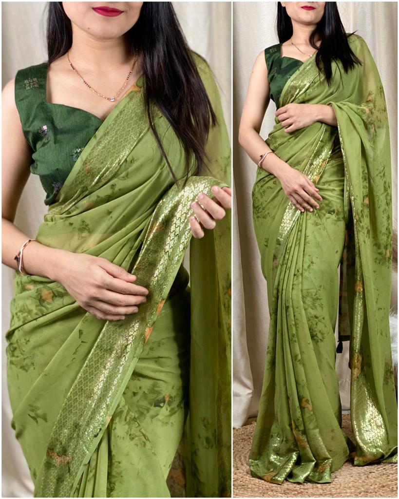 Stylish Georgette zari jacquard saree