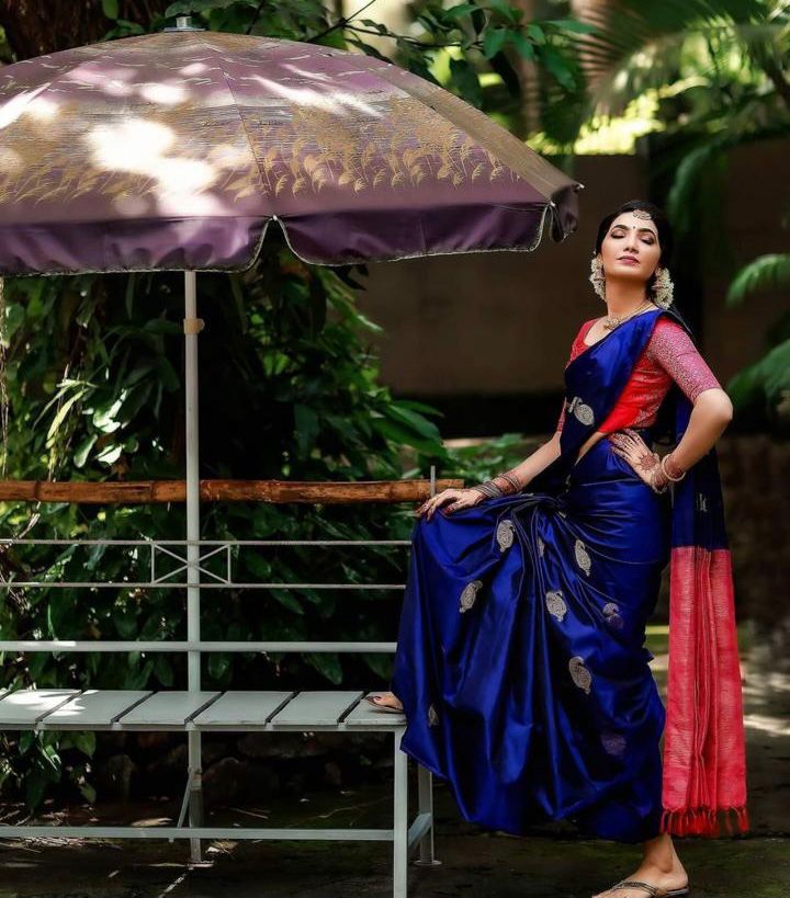 Soft Blue Beautiful Rich Pallu  Saree