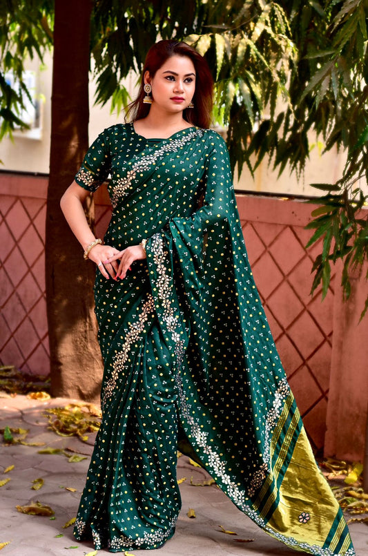 New Beautiful Bandhani  Print Bandhej Saree