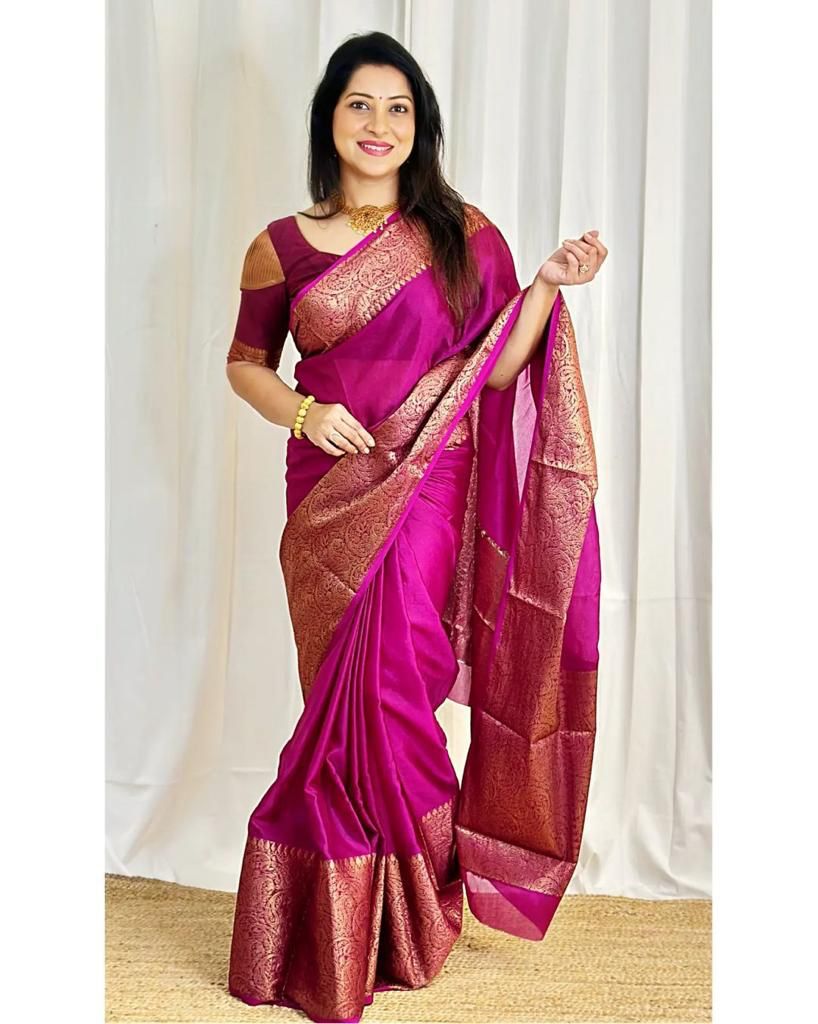 New Rich Pallu Soft Lichi Silk Saree