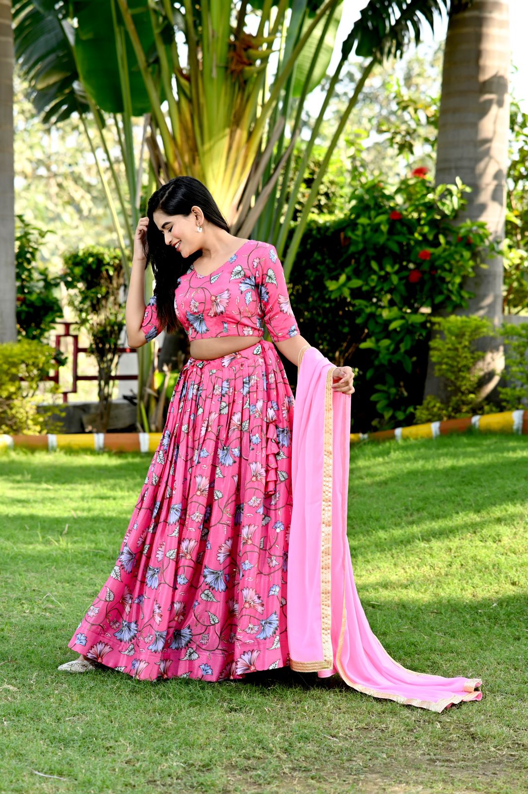 Designer Digital Printed Sequins Position Work   Lehenga choli Set