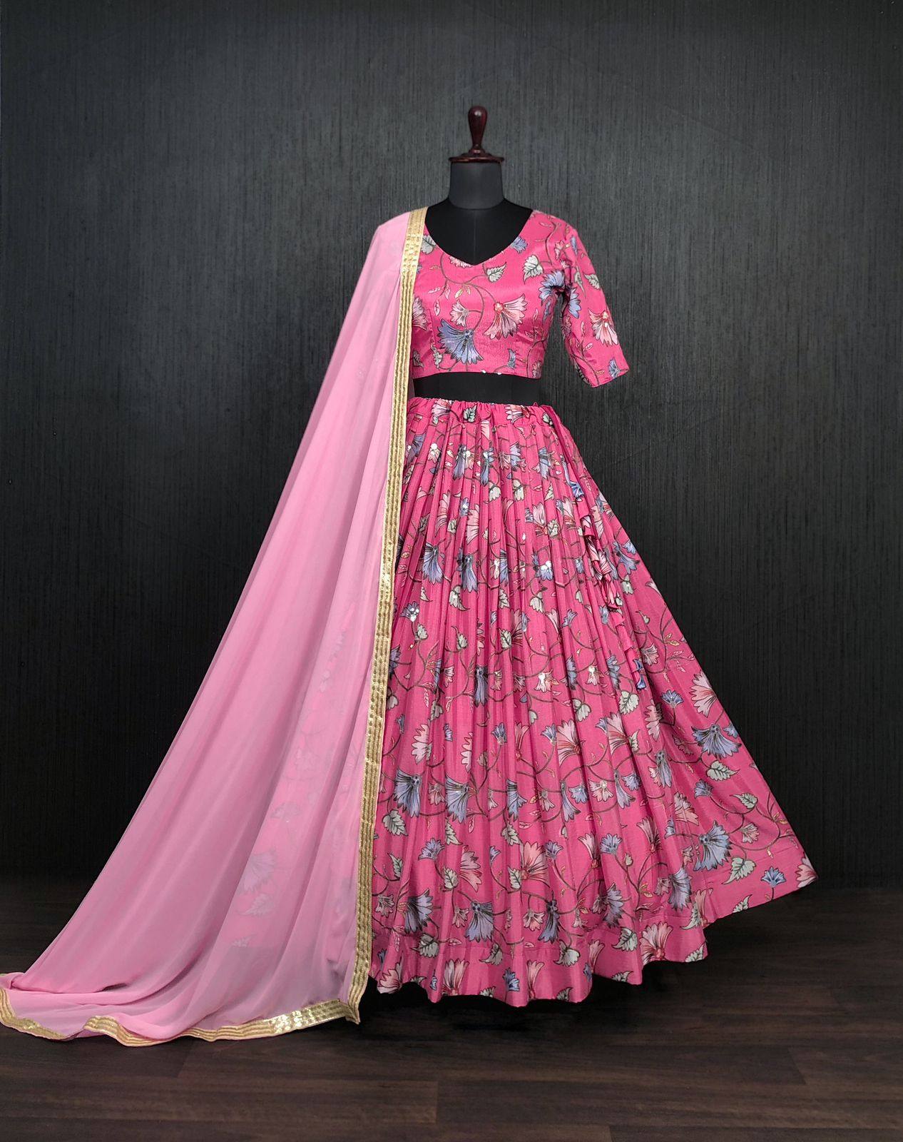 Designer Digital Printed Sequins Position Work   Lehenga choli Set