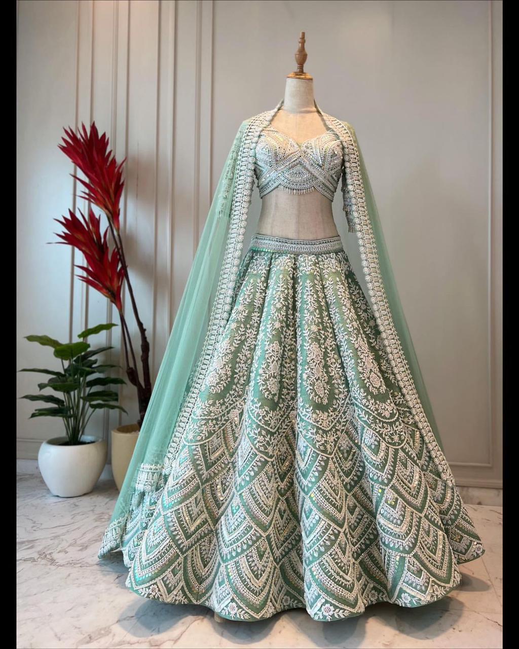 Treding New Designer Tafeta Silk  Lehanga with Blouse Along with cutwork Duppta