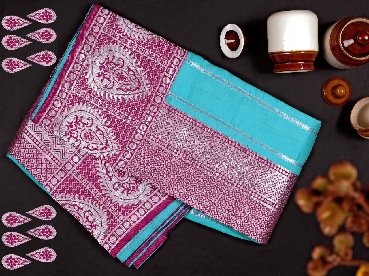 Cyen  Soft Lichi Silk Cloth  Saree