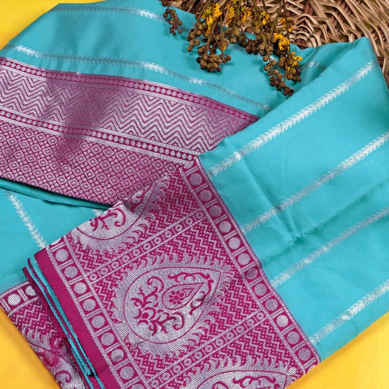 Cyen  Soft Lichi Silk Cloth  Saree