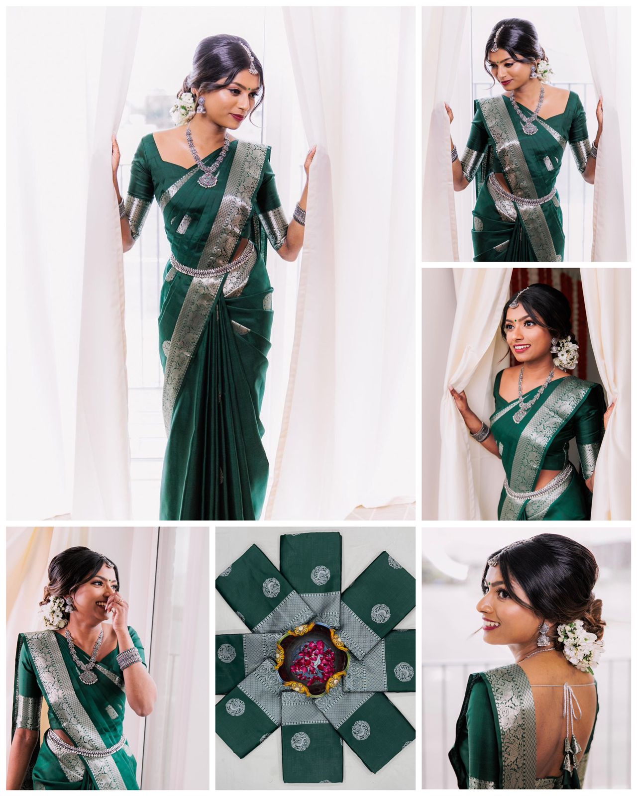 Green  Soft Lichi Silk Cloth  Saree