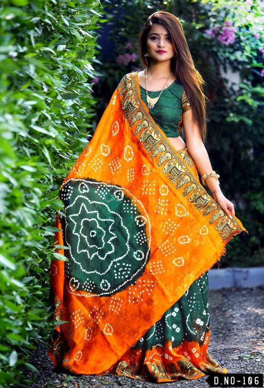 Art Silk With Zari  Bandhej Saree