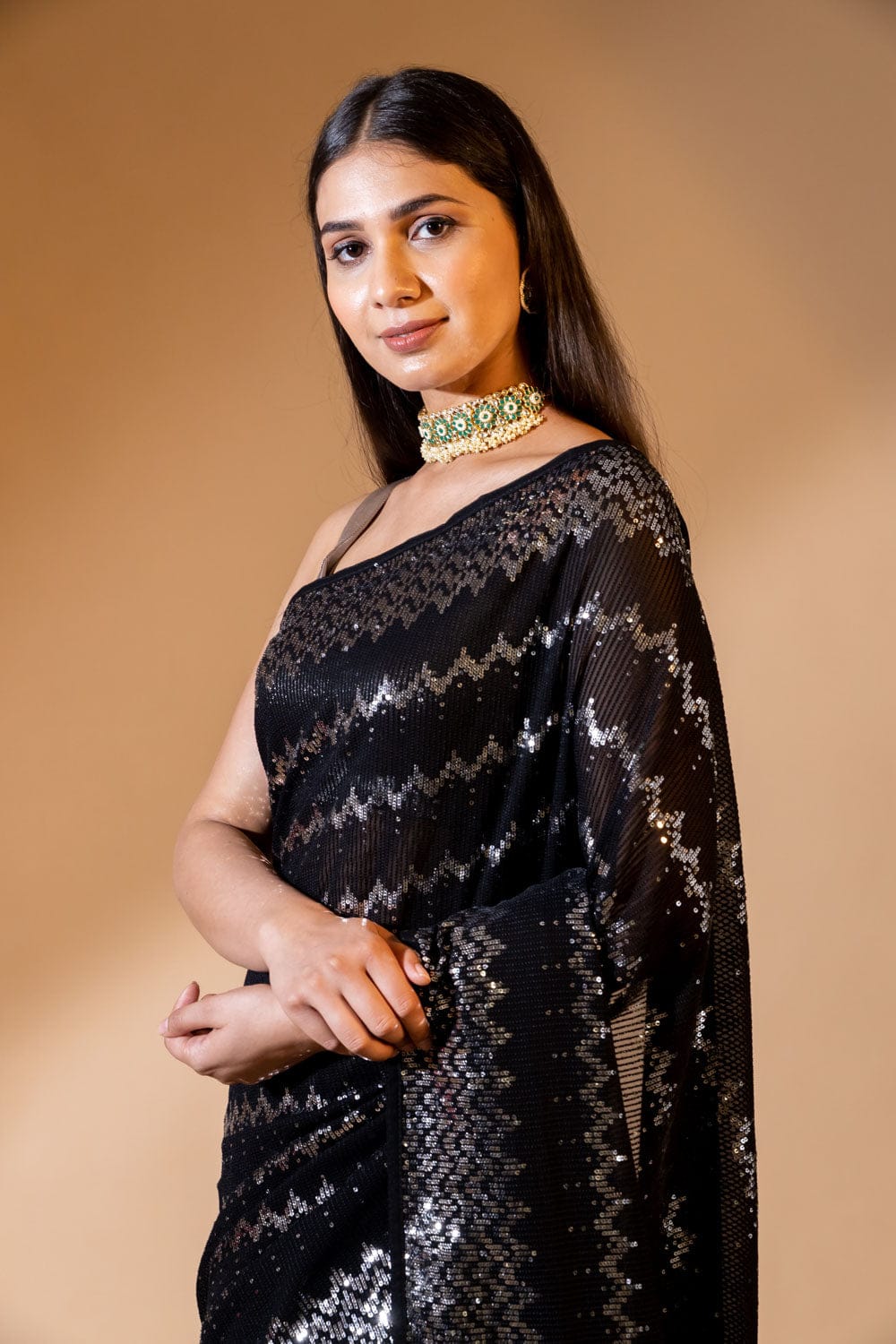 Fashion In Black Color Soft Georgette saree