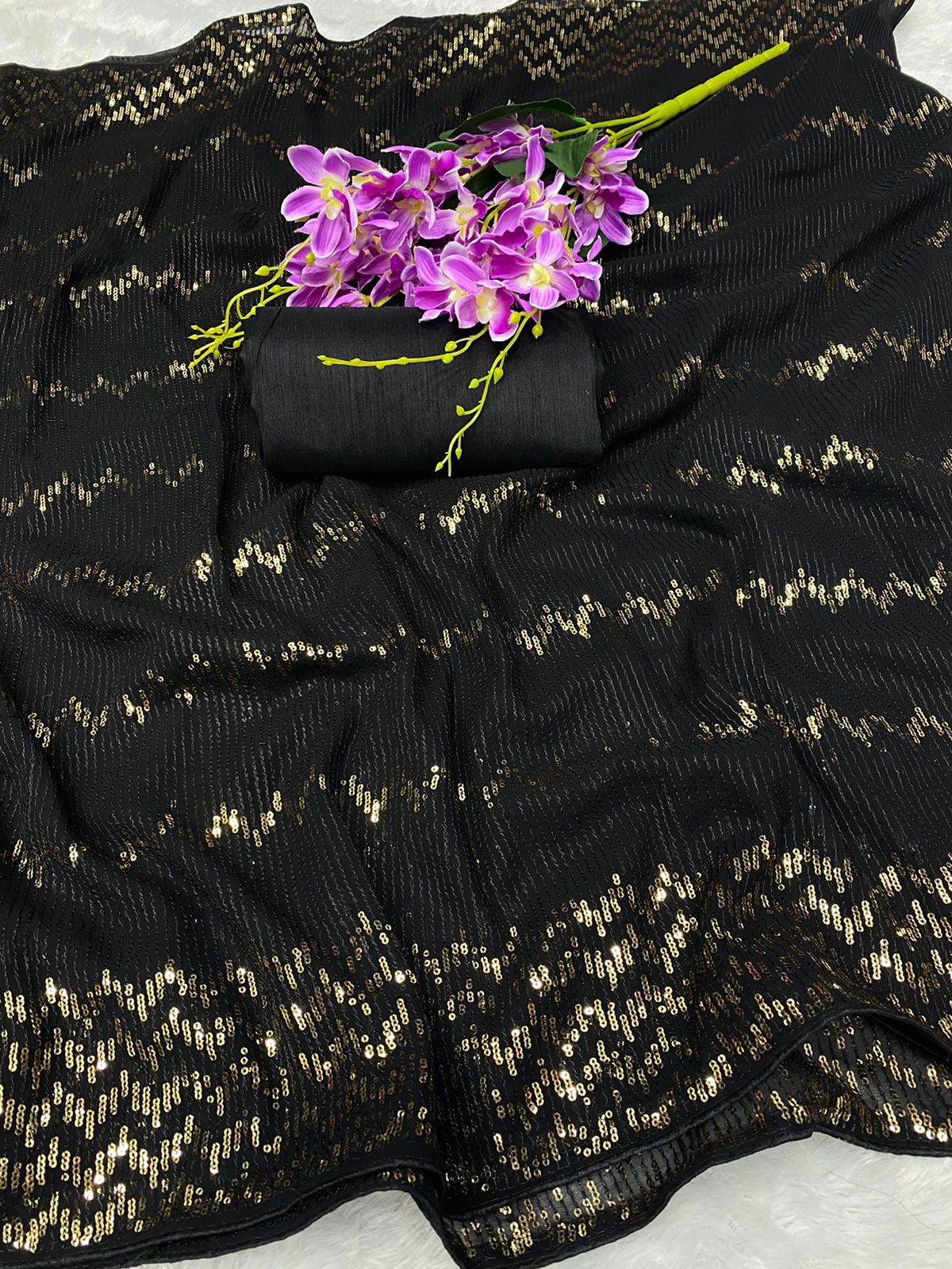 Fashion In Black Color Soft Georgette saree