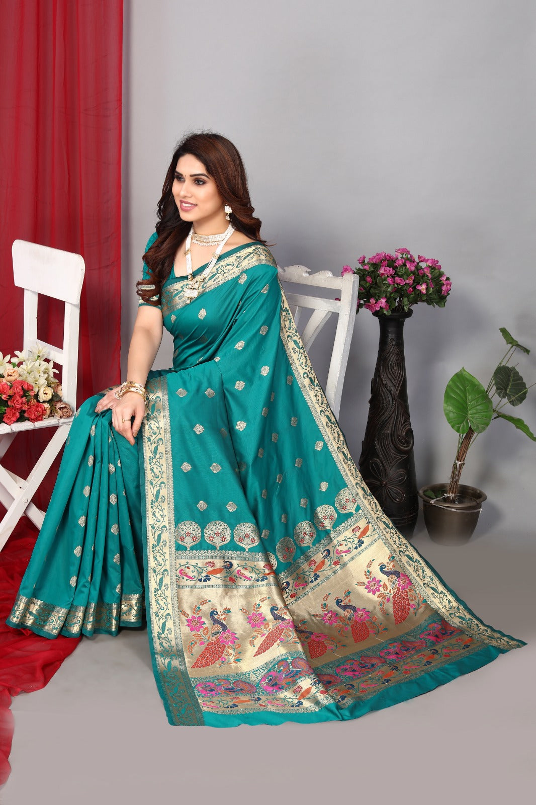 Buy online Self Design Banarasi Saree With Blouse from ethnic wear for  Women by Flourious for ₹2250 at 55% off | 2024 Limeroad.com