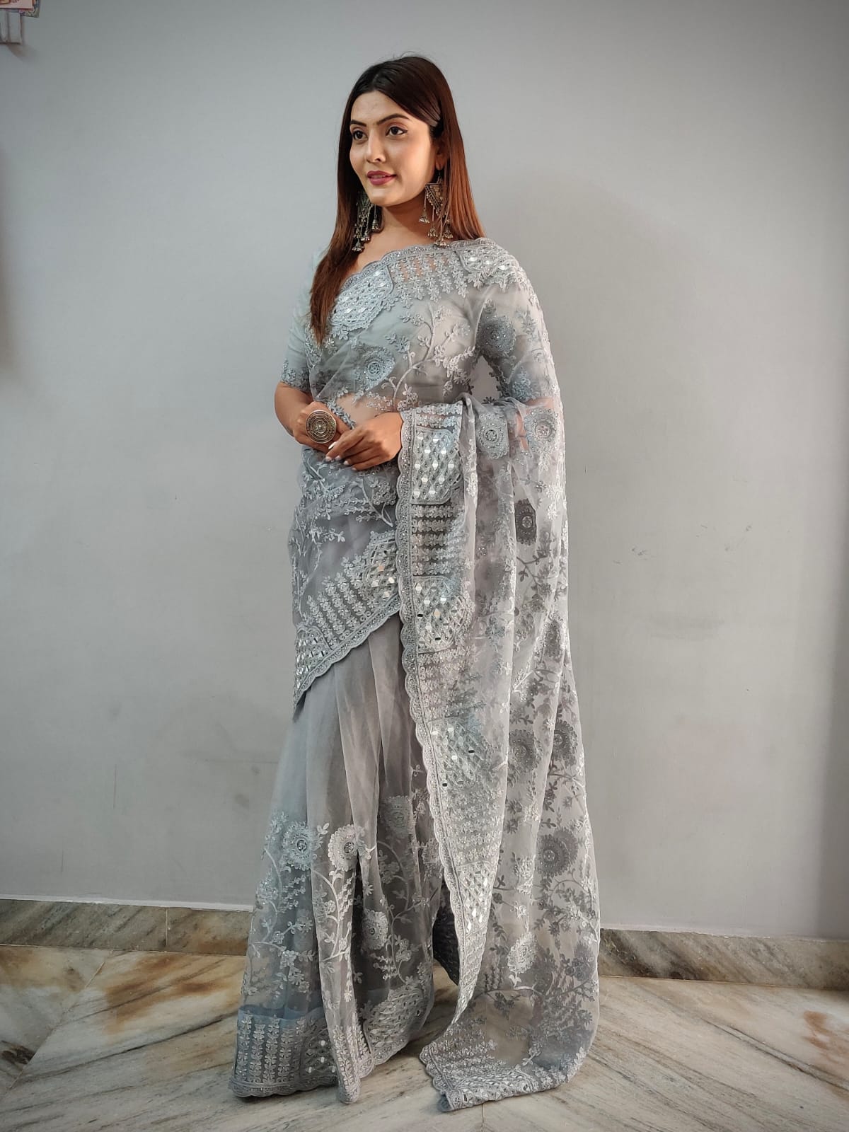 Heavy Butterfly Net  presents a Superhit mirror saree