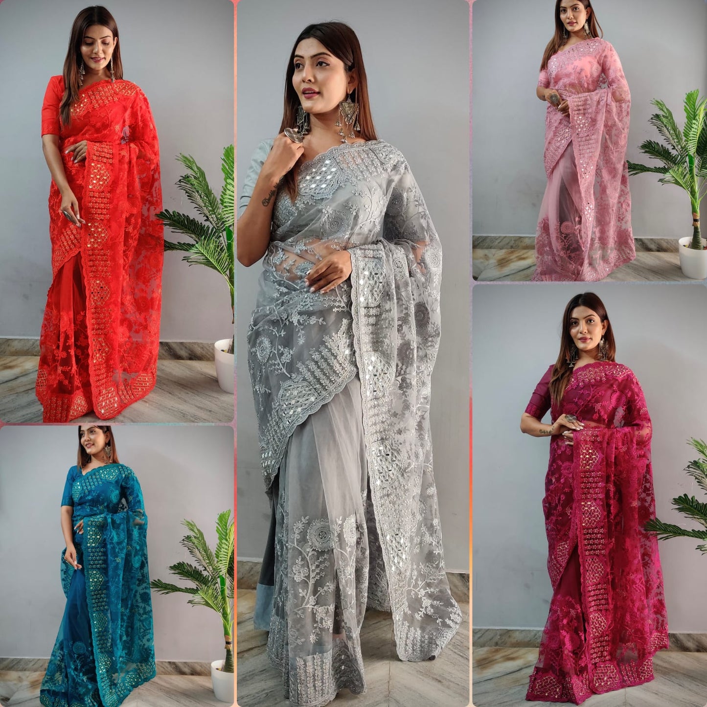 Heavy Butterfly Net  presents a Superhit mirror saree