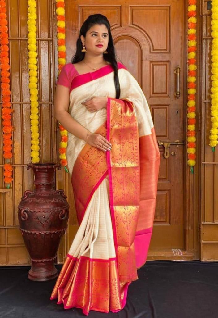 Buy the beautiful White Kanjivaram Saree online - Karagiri – Karagiri Global