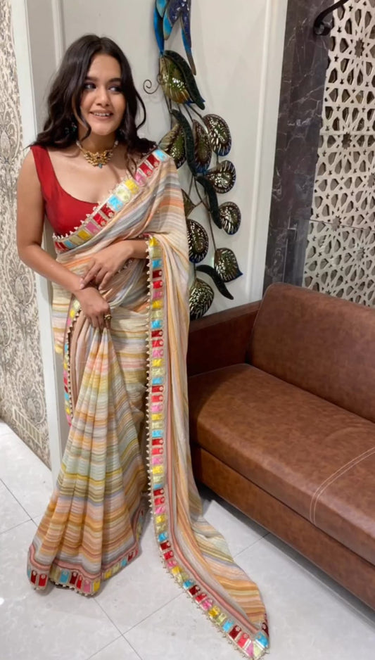 Most Demanding Laheriya Pattern Saree