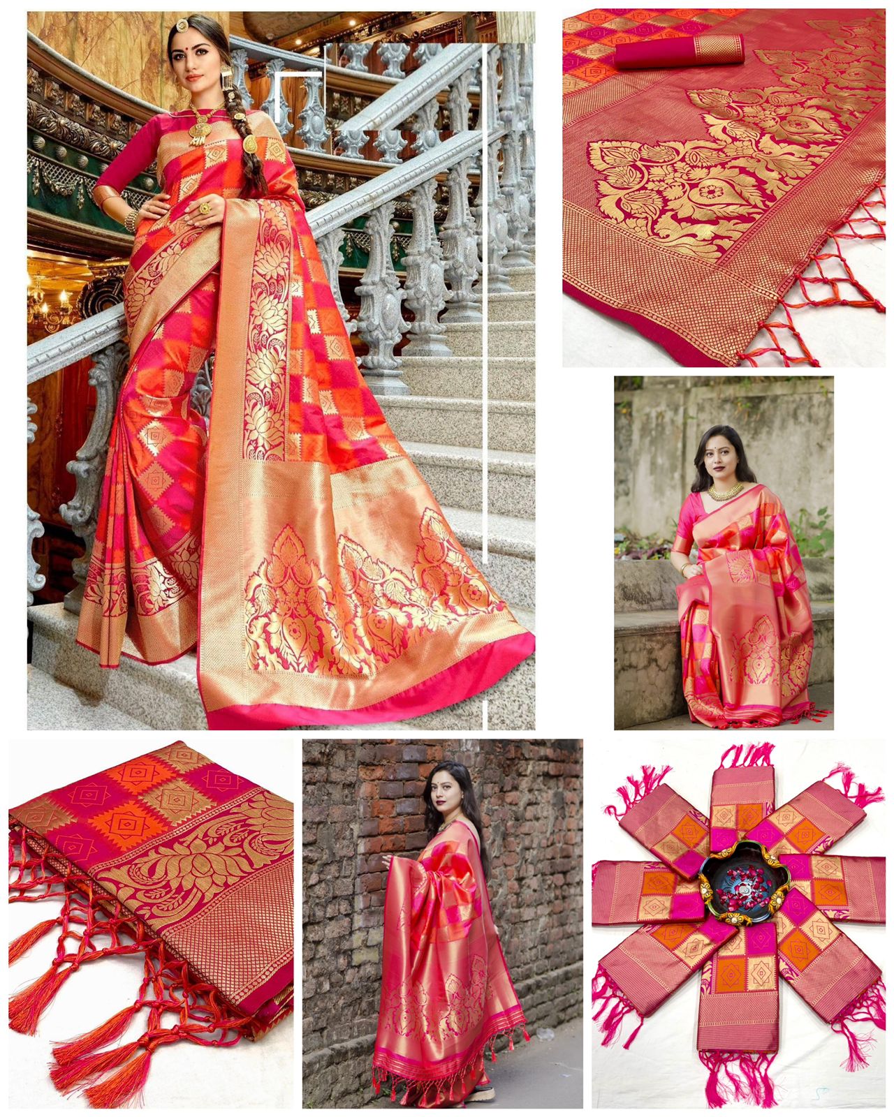 Red  Soft Lichi Silk Cloth  Saree