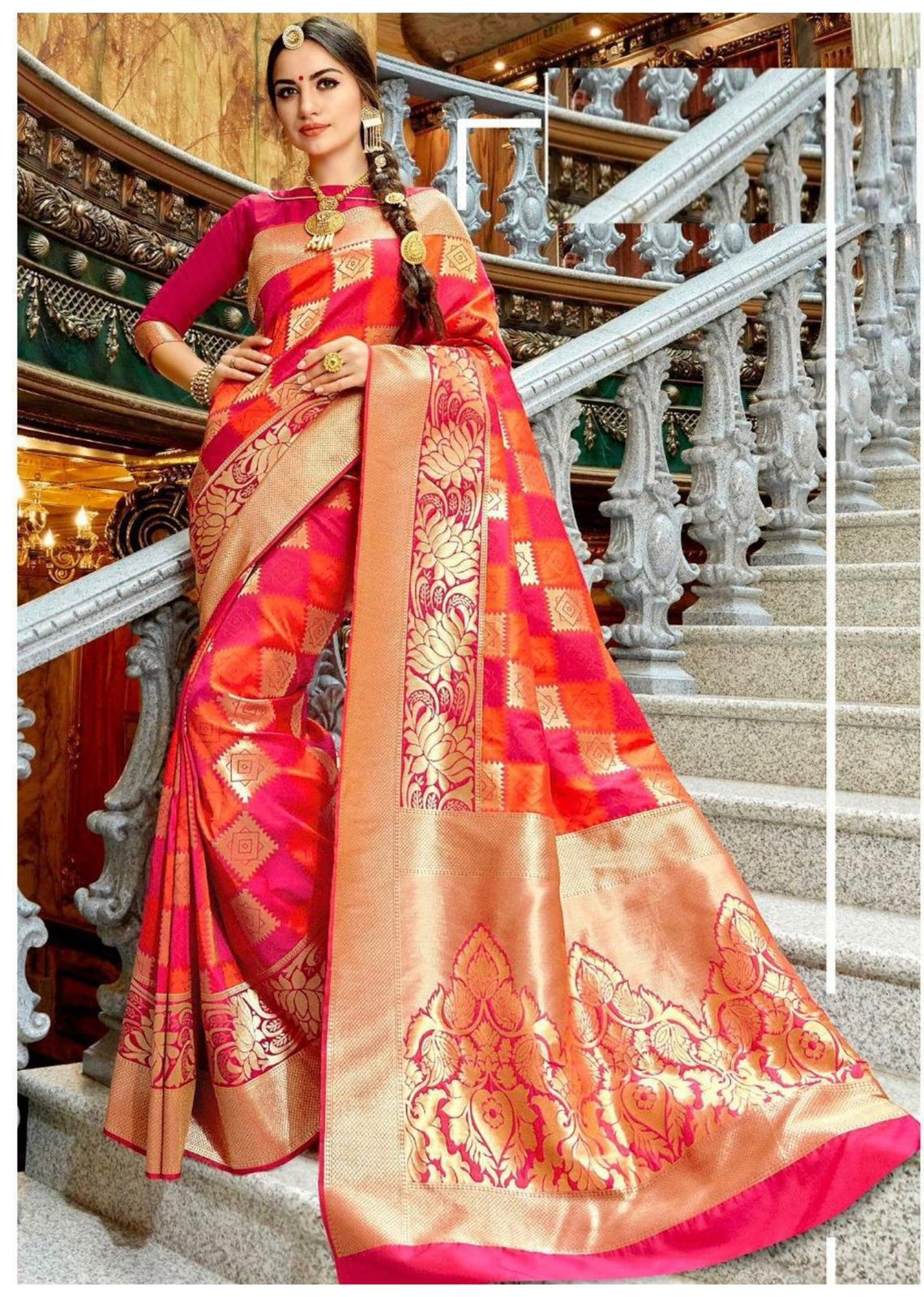 Red  Soft Lichi Silk Cloth  Saree