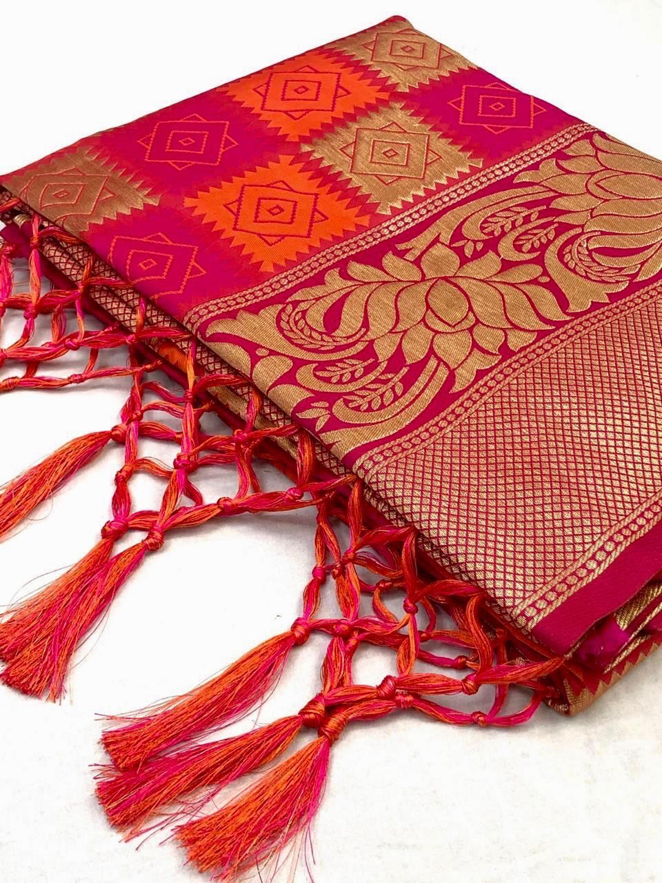 Red  Soft Lichi Silk Cloth  Saree