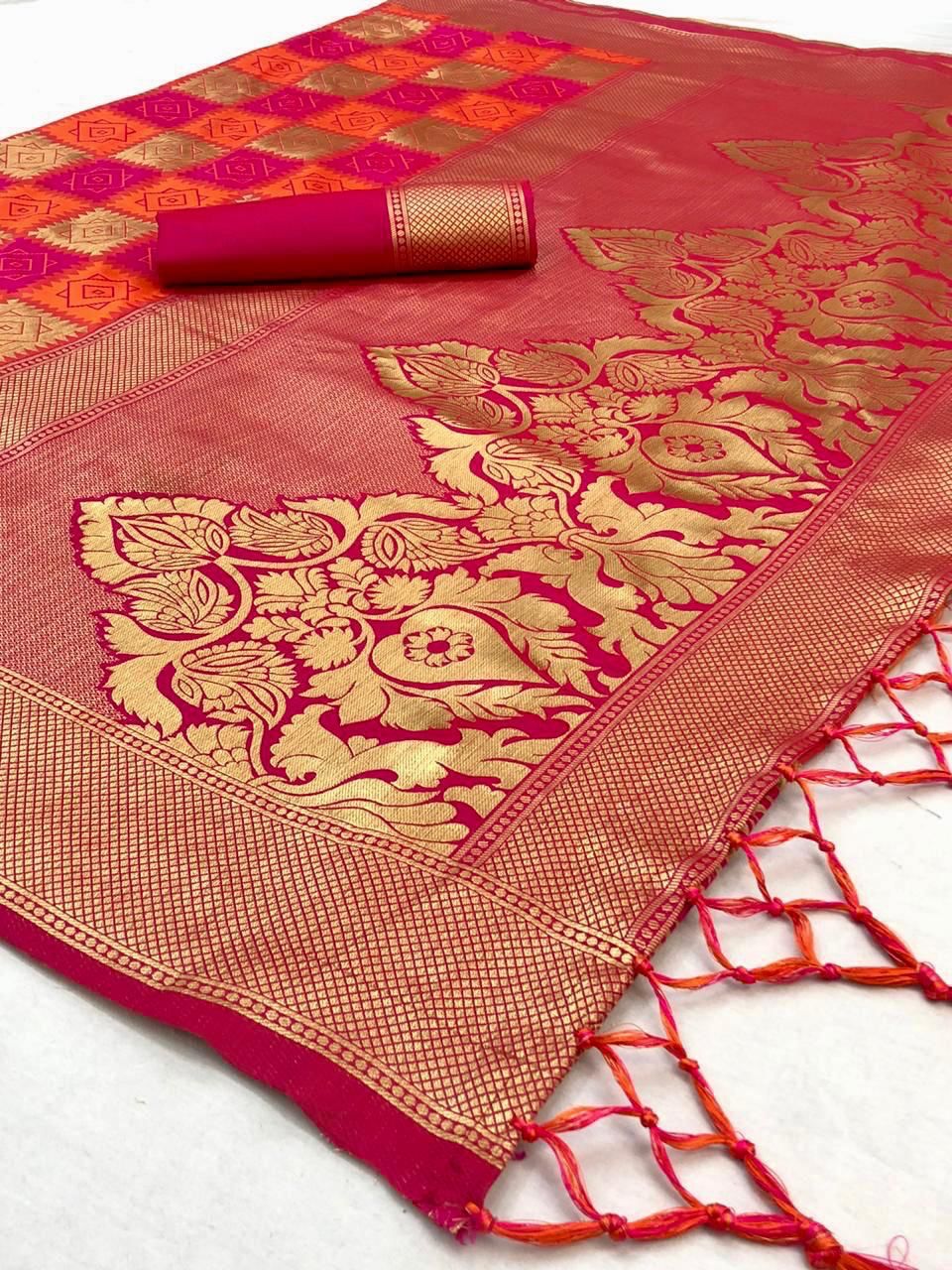 Red  Soft Lichi Silk Cloth  Saree