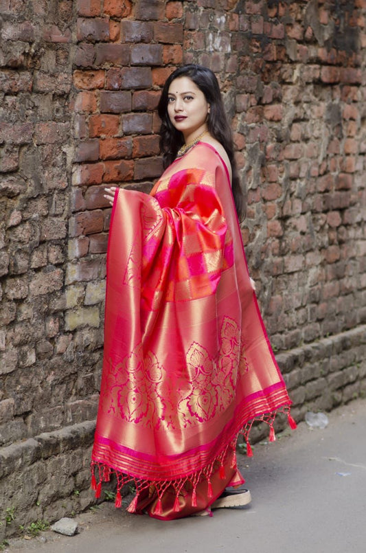 Red  Soft Lichi Silk Cloth  Saree