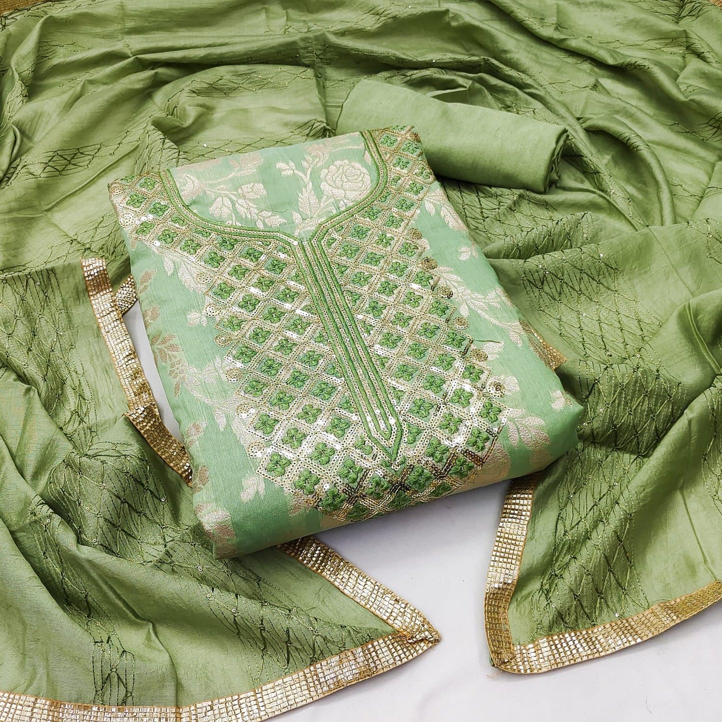Santoon  Modal Chanderi Silk Dress Material