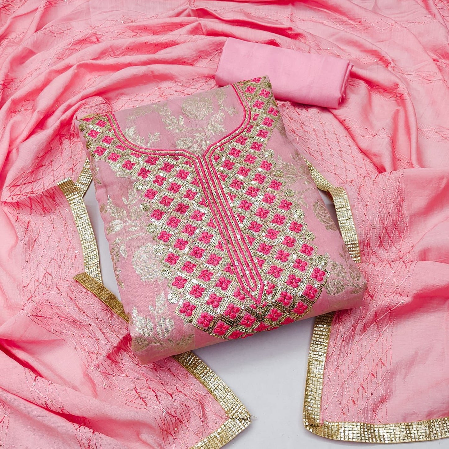Santoon  Modal Chanderi Silk Dress Material