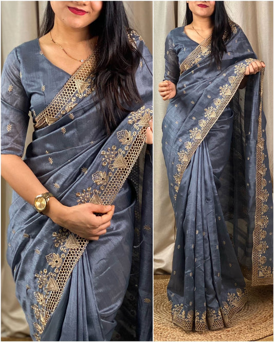 Visca Slub Silk Saree.