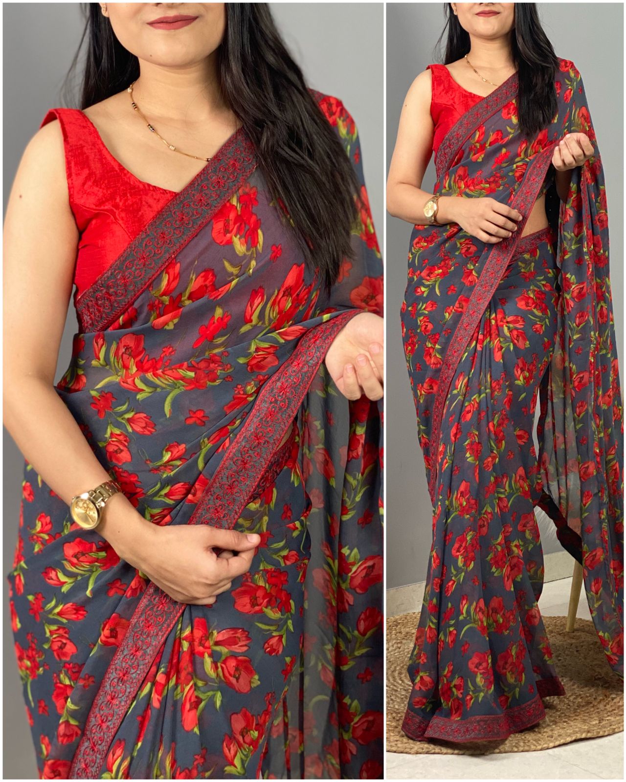 Floral praint  Stylist Georgette Saree