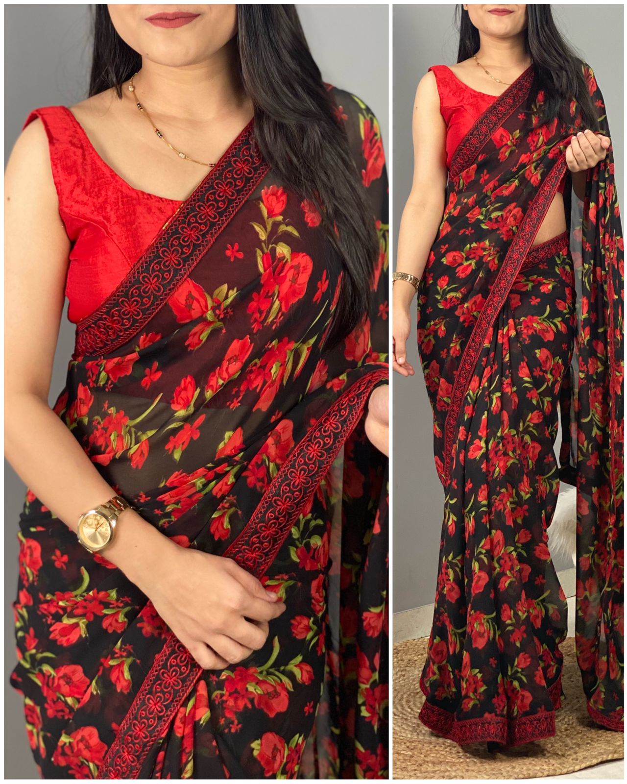 Floral praint  Stylist Georgette Saree