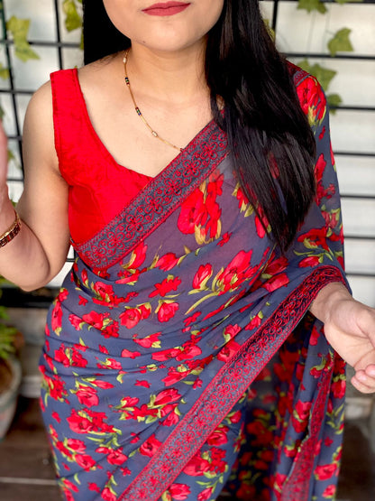 Floral praint  Stylist Georgette Saree