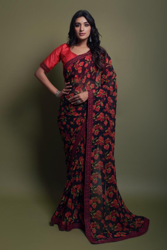 Floral praint  Stylist Georgette Saree