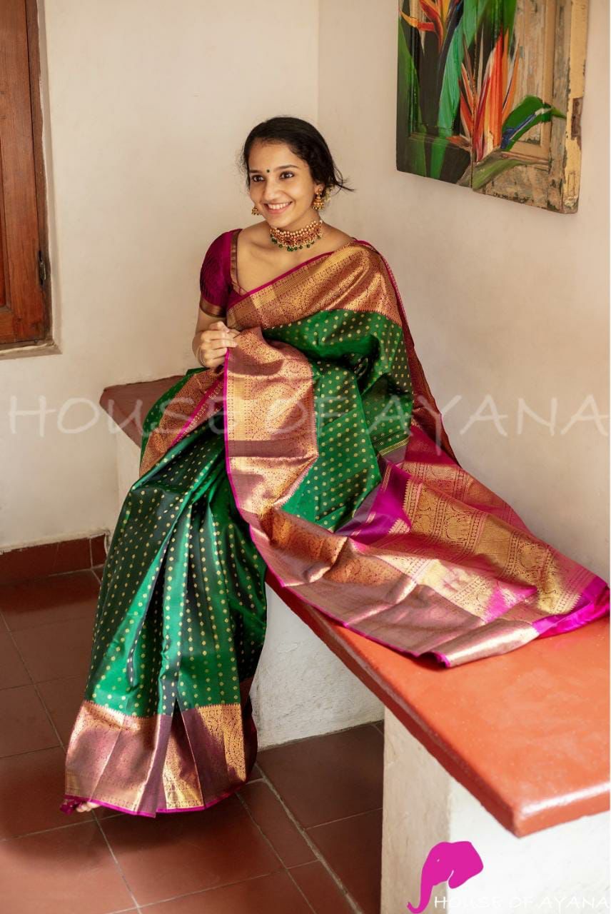 Green Soft Lichi Silk Cloth  Saree