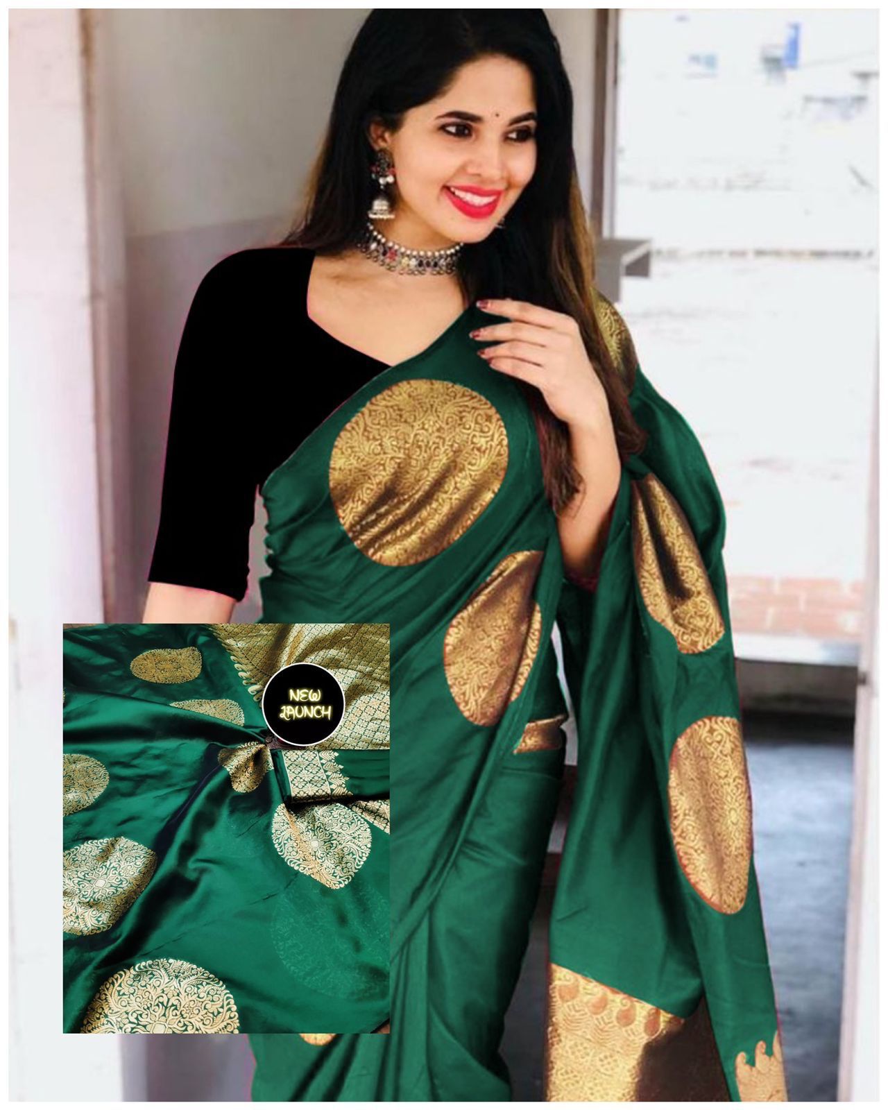 Beautiful  Deigner  Soft Lichi Silk   Saree