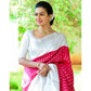 White Pink  Soft Lichi Silk  Saree