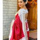 White Pink  Soft Lichi Silk  Saree