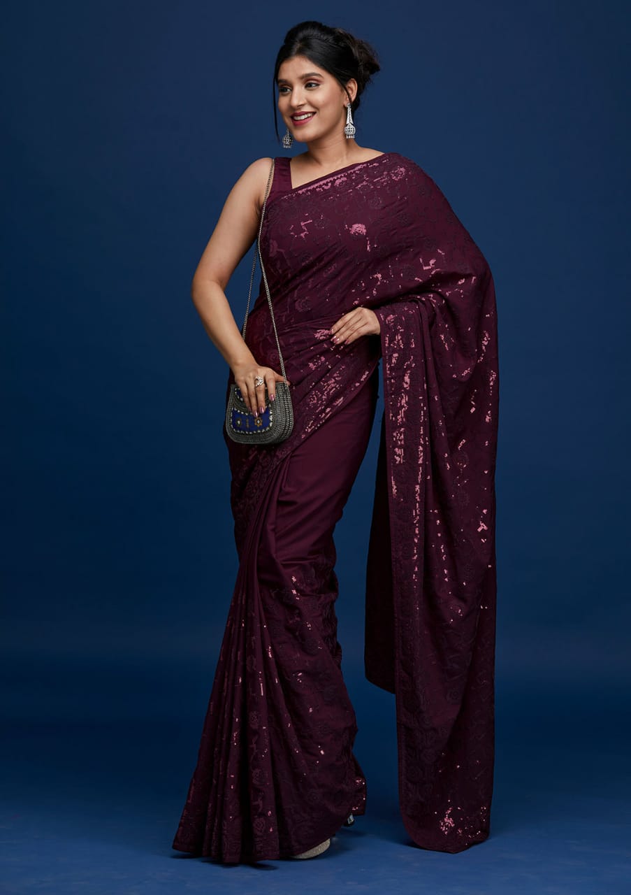 Buy Sun Creation Women's Satin Silk Saree(SK29431_Purple_Free Size) at  Amazon.in