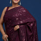 Heavy Soft Shiny Chinnon Silk  Designer Saree