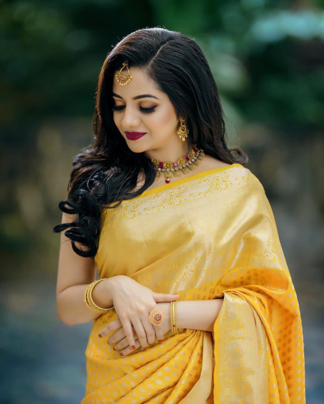 Buy Yellow Weaving Soft Silk Saree Online